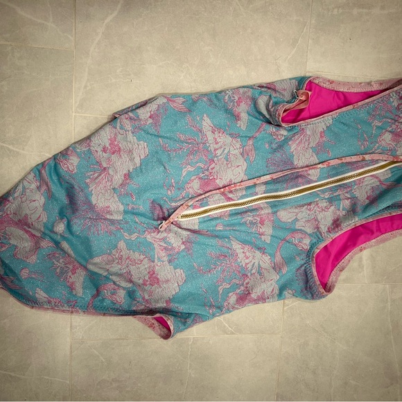Love Shack Fancy Pink and Blue Patterned Swimsuit - Picture 3 of 4